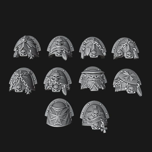 Black Templar Ornate Shoulder Pads - Set of 10 - Archies Forge