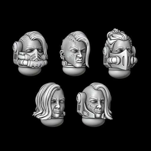 Female Custodes / Space Marine Heads - Punk Style - Set of 5 - Archies Forge