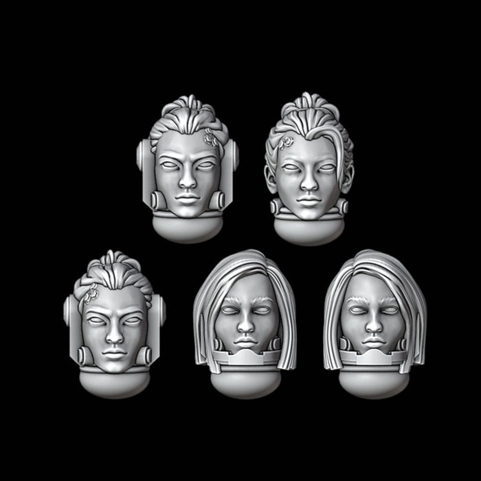 Female Custodes / Space Marine Heads - Set of 5 - Archies Forge