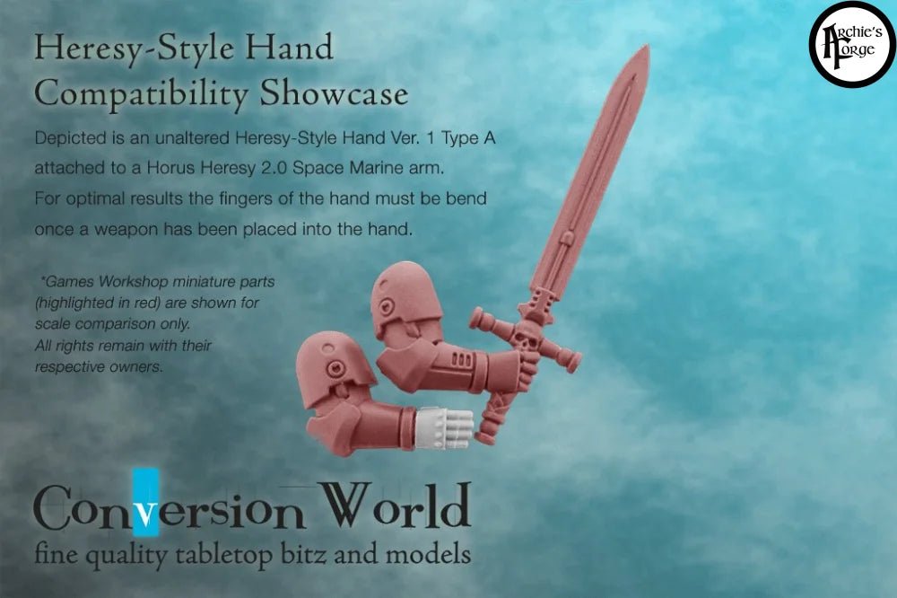 Heresy - Style Infantry Hand Version 1 (Left Hand, Type A) - Archies Forge