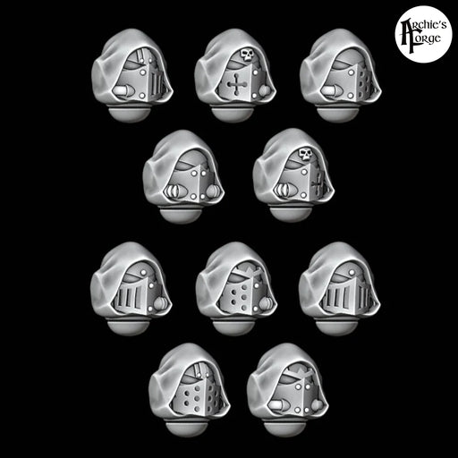 Hooded Knight Helmets - Design 1 - Plain Hood - Set of 10 - Archies Forge