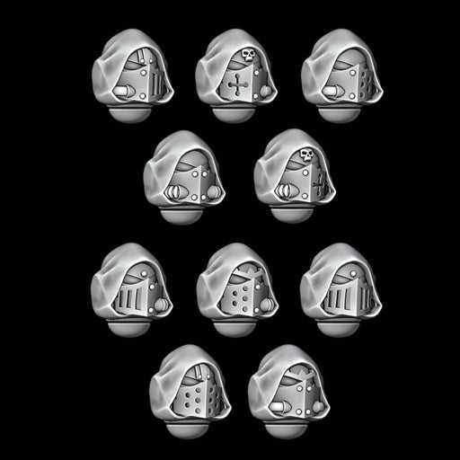 Hooded Knight Helmets - Design 1 - Plain Hood - Set of 10 - Archies Forge