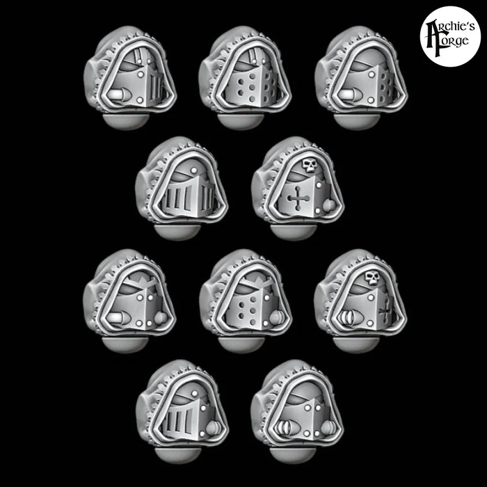 Hooded Knight Helmets - Design 1 - Trimmed Hood 2 - Set of 10 - Archies Forge