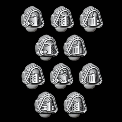 Hooded Knight Helmets - Design 2 - Trimmed Hood 2 - Set of 10 - Archies Forge
