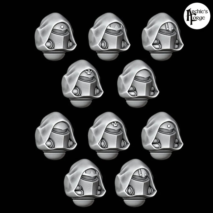 Hooded Knight Helmets - Design 3 - Plain Hood - Set of 10 - Archies Forge