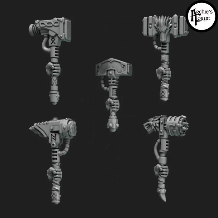 Space Wolves One Handed Thunder Hammers - Left Handed - Set of 5 - Archies Forge