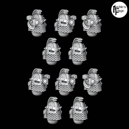 Legio Iron - Chainmail Skull Helmets - Small Crest - Set of 10 - Archies Forge