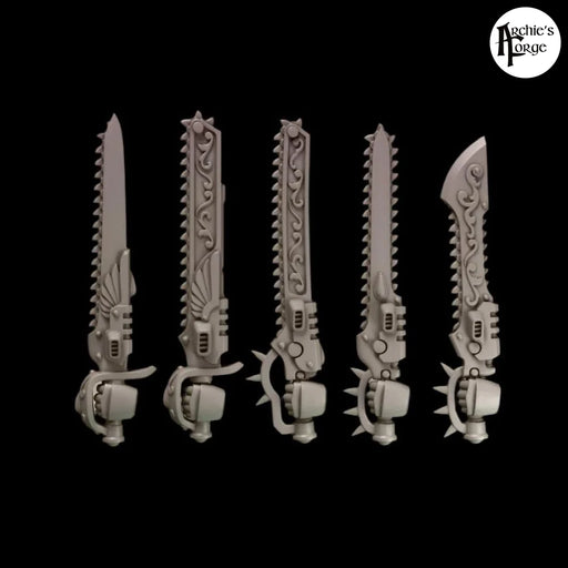 Legio Sanguine - Chainswords - Set of 5 - Left Handed - Archies Forge