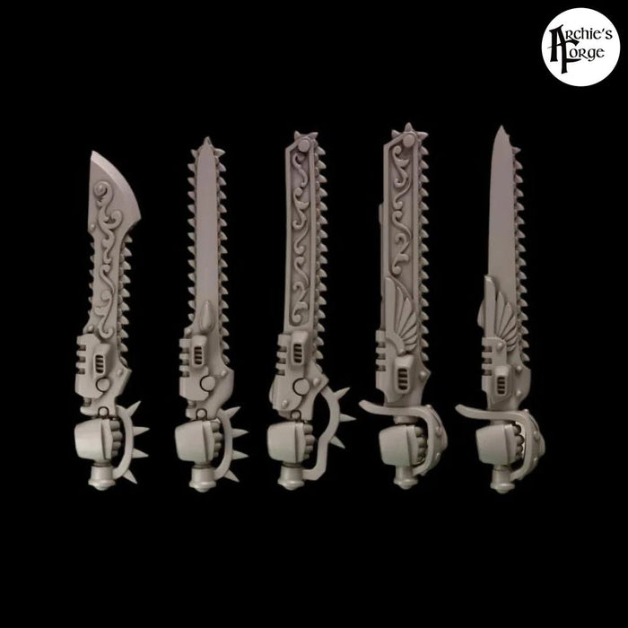 Legio Sanguine - Chainswords - Set of 5 - Right Handed - Archies Forge