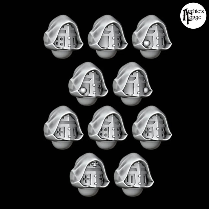 Legio Templaris Crusader Hooded Helmets - Set of 10 - Archies Forge