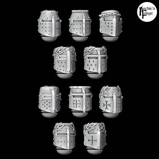 Legio Templaris Knight Bucket Helmets - Set of 10 - Archies Forge