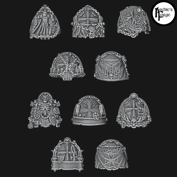 Black Templars Ornate Gravis Pads - Set of 10 - Archies Forge