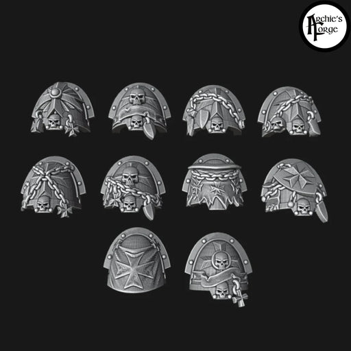 Black Templar Ornate Shoulder Pads - Set of 10 - Archies Forge