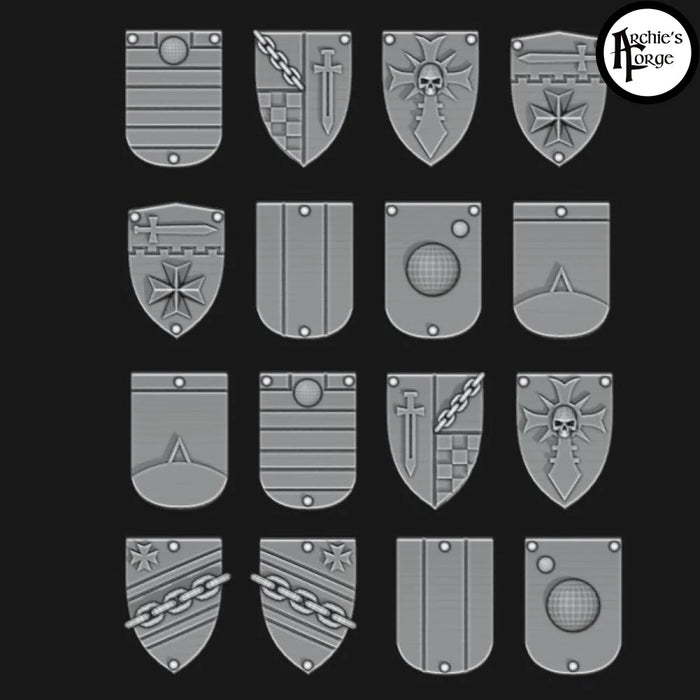 Legio Templaris Tilting Shields - Set of 16 - Design 7 - Archies Forge