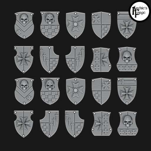 Black Templars Tilting Shields - Set of 20 - Design 5 - Archies Forge