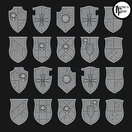 Legio Templaris Tilting Shields - Set of 20 - Design 9 - Archies Forge