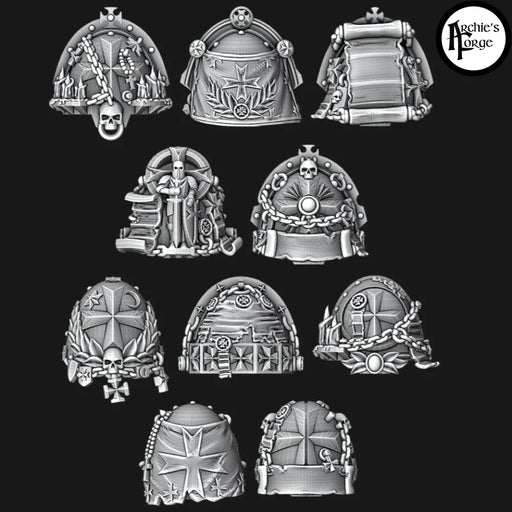 Black Templar Veteran Shoulder Pads - Set of 10 - Archies Forge