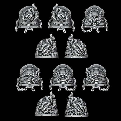 Skull and Flame Shoulder Pads - Set of 10 - Archies Forge