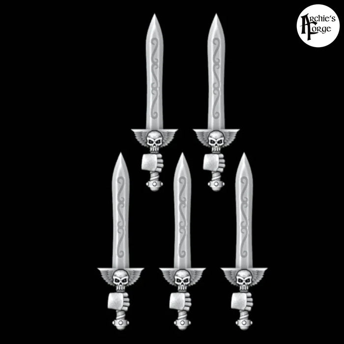 Skull Power Swords - Set of 5 - Right Handed - Archies Forge