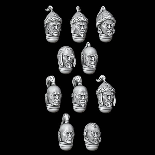 Space Marine Heads Mongolian / Asian Style - Set of 10 - Archies Forge