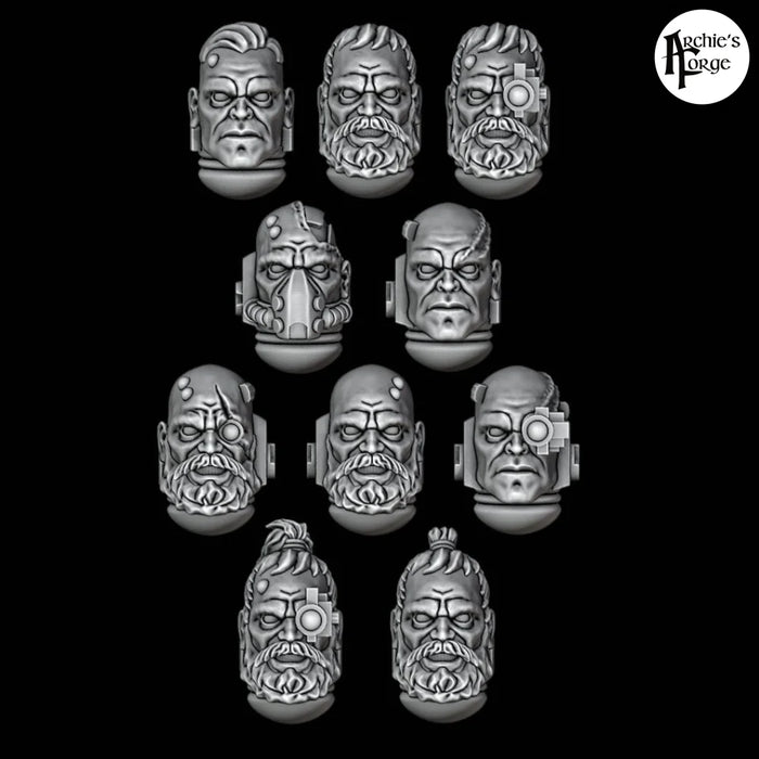 Space Marine Heads - Set of 10 - Archies Forge