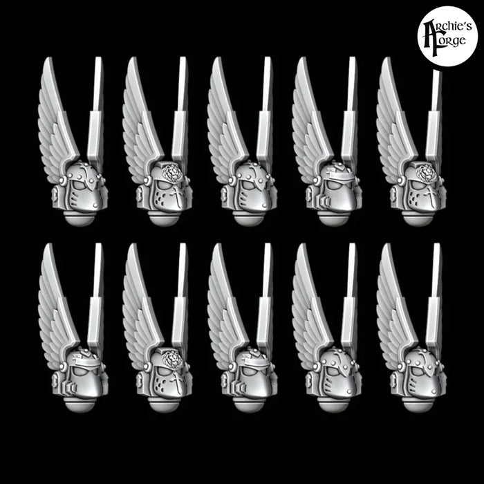 Winged Legio Angelus MK6 Helmets - Large Wings - Set of 10 - Archies Forge