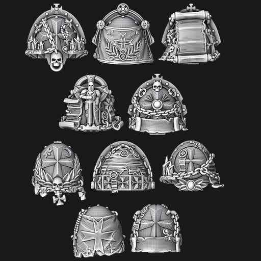 Black Templar Veteran Shoulder Pads - Set of 10 - Archies Forge