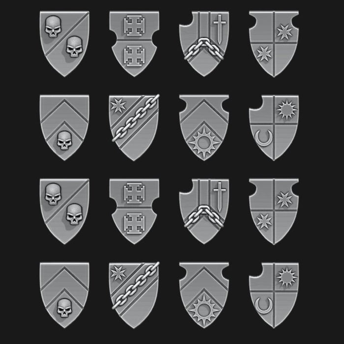 Black Templars Tilting Shields - Set of 16 - Design 2 - Archies Forge