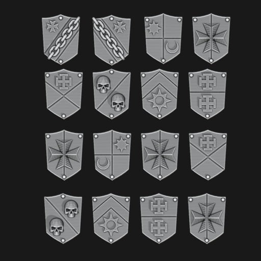 Black Templars Tilting Shields - Set of 16 - Design 8 - Archies Forge