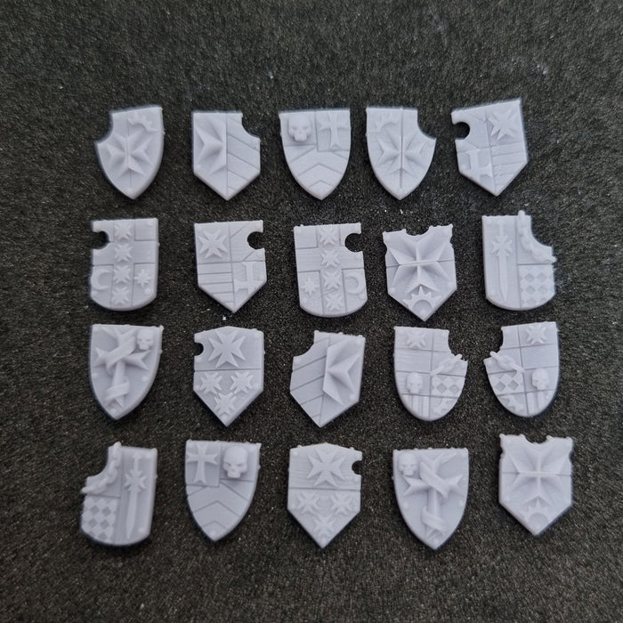 Black Templars Tilting Shields - Set of 20 - Design 1 - Archies Forge