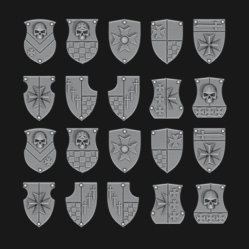 Black Templars Tilting Shields - Set of 20 - Design 5 - Archies Forge