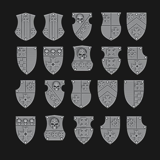 Black Templars Tilting Shields - Set of 20 - Design 6 - Archies Forge