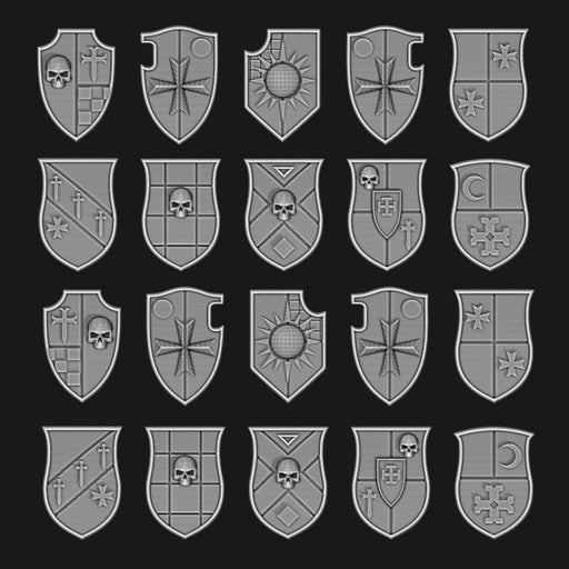 Black Templars Tilting Shields - Set of 20 - Design 9 - Archies Forge