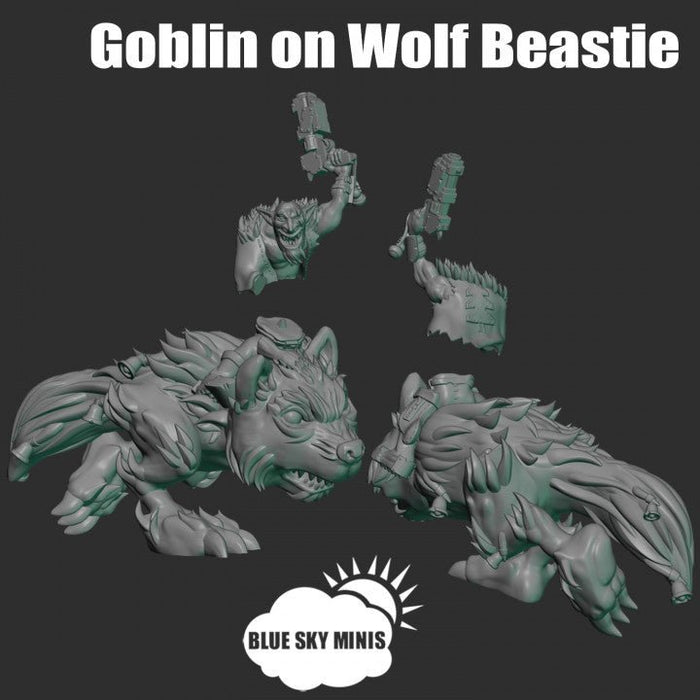 Goblin on Wolf Beastie - Design by Blue Sky Miniatures - Archies Forge