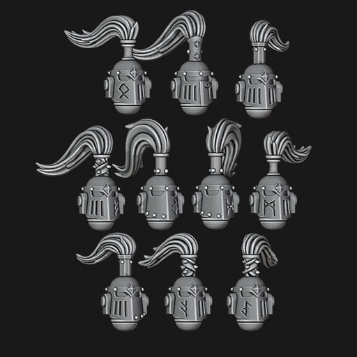 Space Wolves MK2 Topknot Runic Helms - Set of 10 - Archies Forge