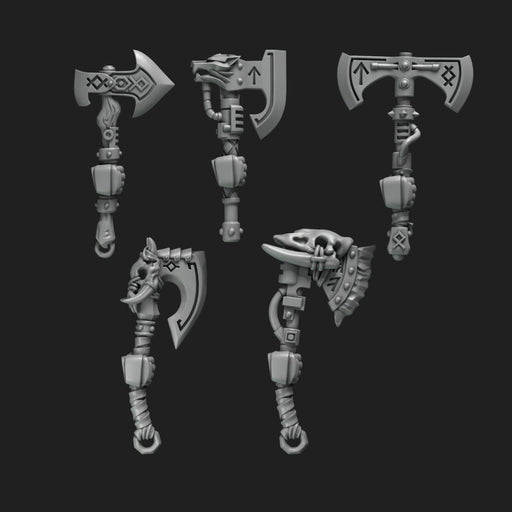 Space Wolves One Handed Power Axes- Right Handed - Set of 5 - Archies Forge